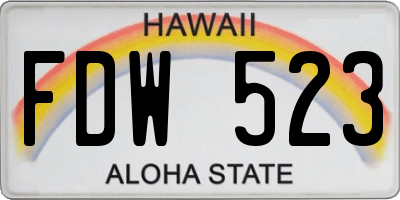 HI license plate FDW523