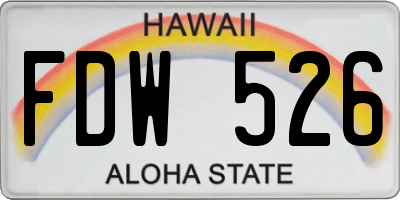 HI license plate FDW526
