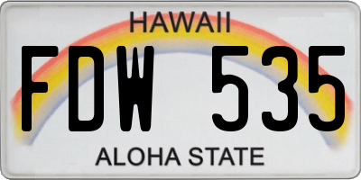 HI license plate FDW535