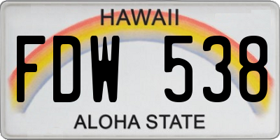 HI license plate FDW538