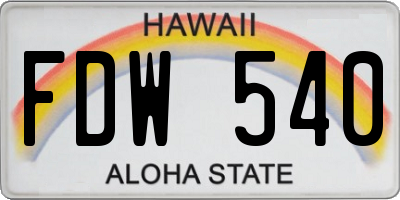 HI license plate FDW540
