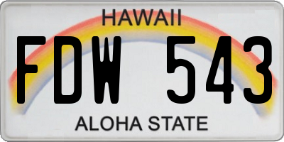 HI license plate FDW543