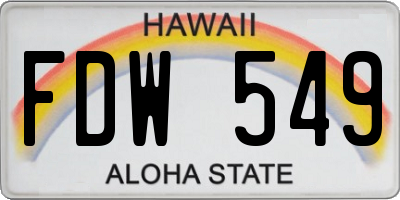 HI license plate FDW549