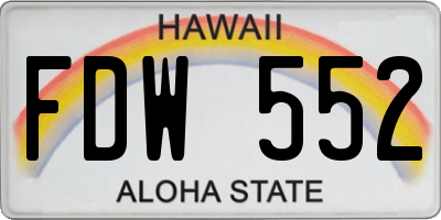 HI license plate FDW552