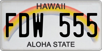 HI license plate FDW555