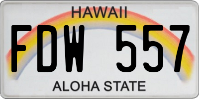 HI license plate FDW557