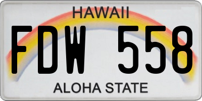 HI license plate FDW558