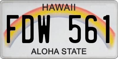 HI license plate FDW561