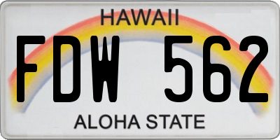 HI license plate FDW562