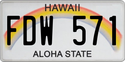 HI license plate FDW571