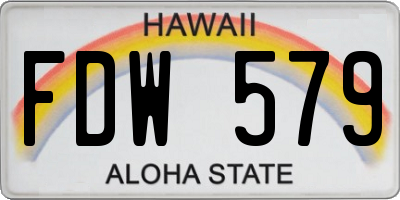 HI license plate FDW579