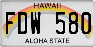 HI license plate FDW580