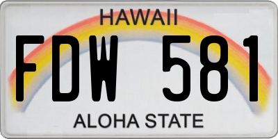 HI license plate FDW581