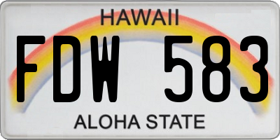 HI license plate FDW583