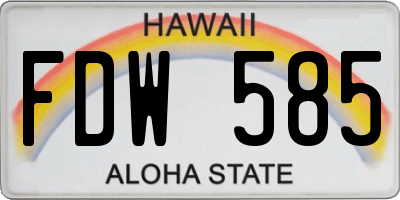 HI license plate FDW585