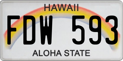 HI license plate FDW593