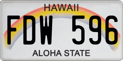 HI license plate FDW596