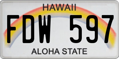 HI license plate FDW597
