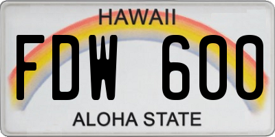 HI license plate FDW600