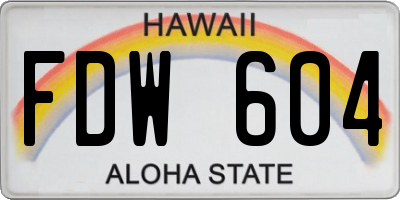 HI license plate FDW604