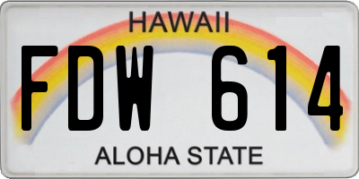 HI license plate FDW614