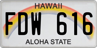 HI license plate FDW616