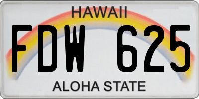 HI license plate FDW625