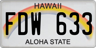 HI license plate FDW633