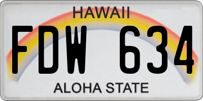 HI license plate FDW634