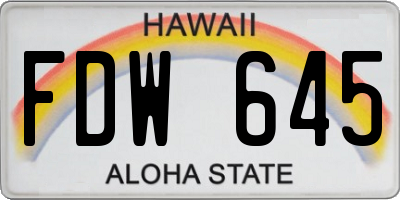 HI license plate FDW645
