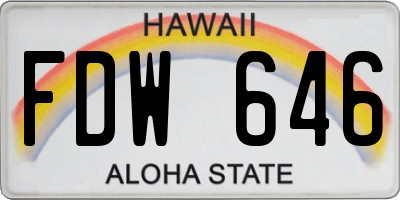 HI license plate FDW646