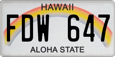 HI license plate FDW647