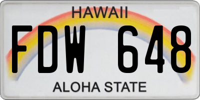 HI license plate FDW648