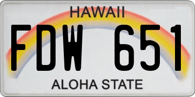 HI license plate FDW651