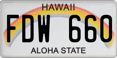HI license plate FDW660