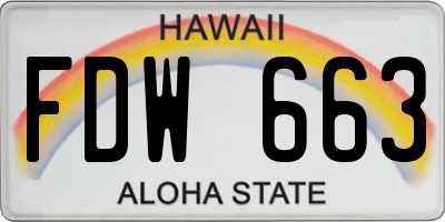 HI license plate FDW663