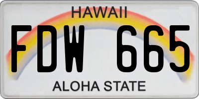 HI license plate FDW665