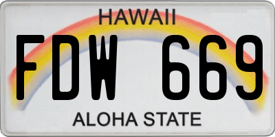 HI license plate FDW669