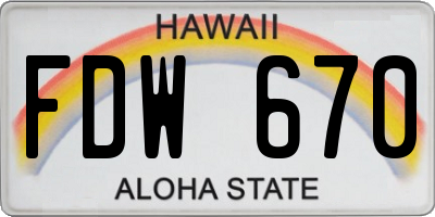 HI license plate FDW670