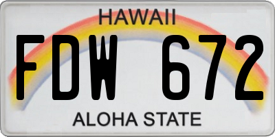HI license plate FDW672