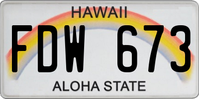 HI license plate FDW673