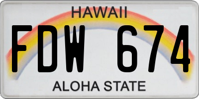 HI license plate FDW674