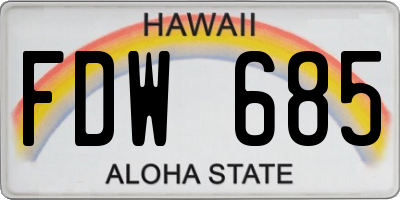 HI license plate FDW685