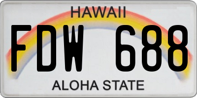 HI license plate FDW688