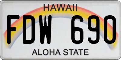 HI license plate FDW690