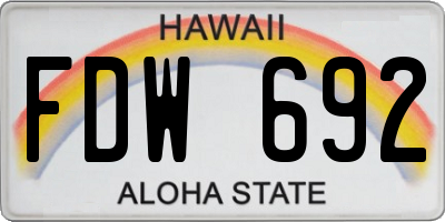HI license plate FDW692