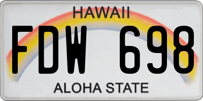 HI license plate FDW698