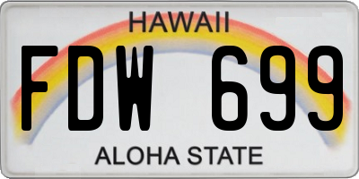 HI license plate FDW699
