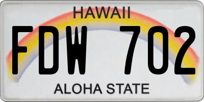 HI license plate FDW702