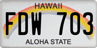 HI license plate FDW703
